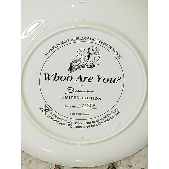 Franklin Mint Whoo Are You? Sprovach 8.25" Limited Edition Plate #U2553 VTG - Picture 3 of 4